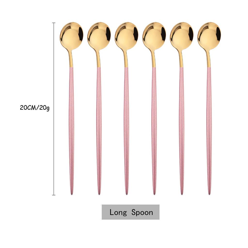 6 шт./компл., красочная ложка с длинной ручкой, столовая посуда, посуда для сока, кофе, перемешивающая посуда, ложка для мороженого, набор столовых приборов, кухонные инструменты