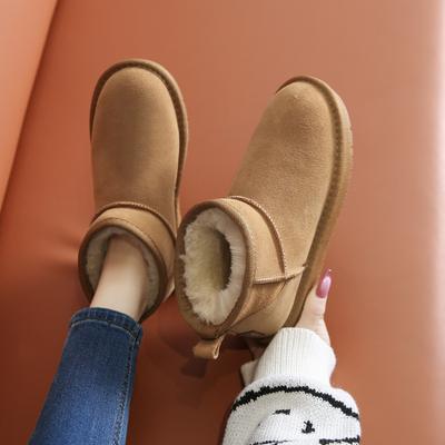 Женские кожаные большого размера на толстой подошве с увеличением высоты зимние теплые меховые сапоги для снега на подкладке с мягкой подкладкой ботильоны нескользящие кроссовки для хайкинга хлопковые сапоги