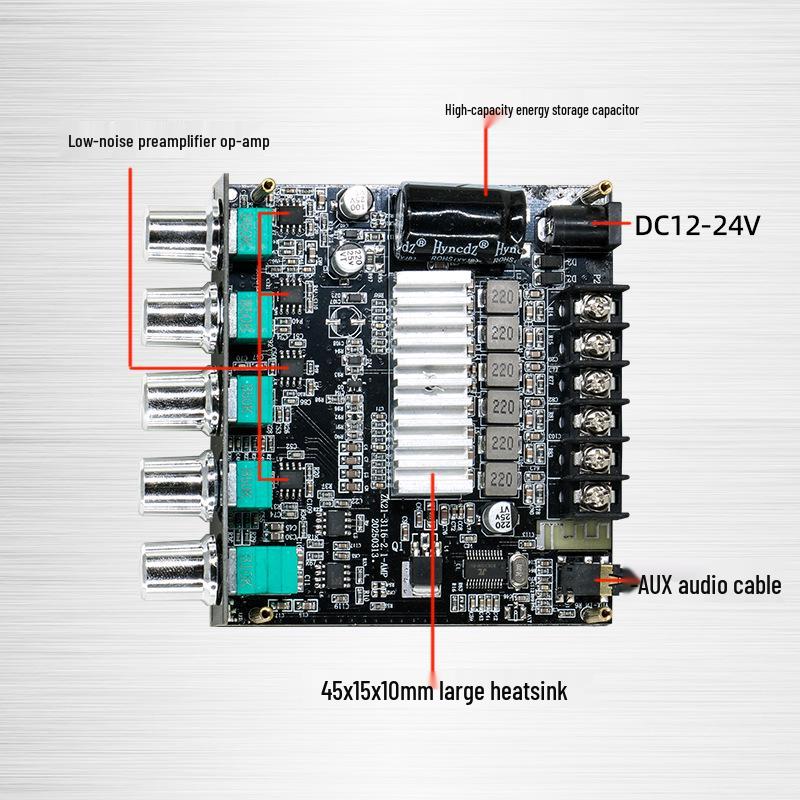 Цифровая плата усилителя Bluetooth 2.1 канала с контролем высоких и низких частот и возможностью подключения сабвуфера