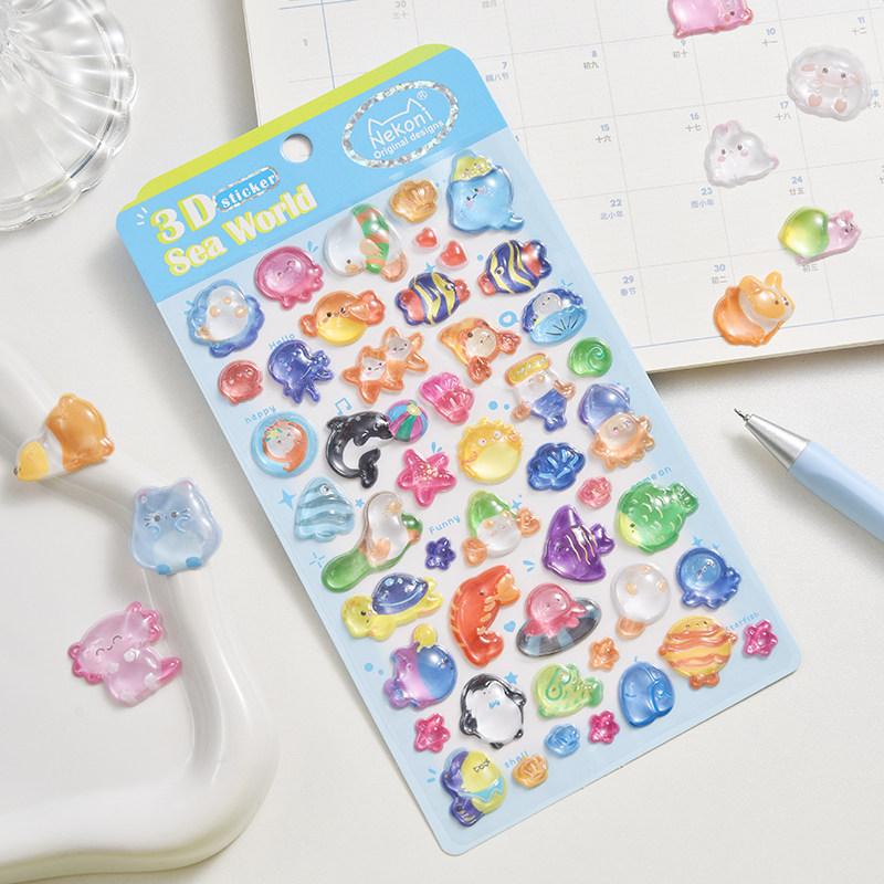Nekoni 3D Cute Stickers Cartoon Animal Puff Sticker Diy Stickers For Scrapbooks Planner Journals Laptops Phone Case Decoration
