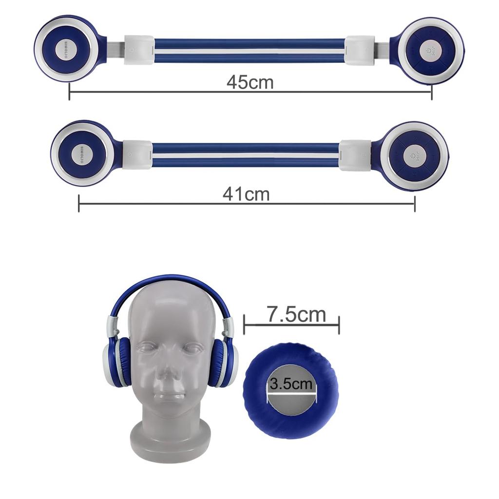 SIMOLIO Headphones Bluetooth with Microphone and Shared Volume Limit Hearing Suitable for Children and Wired Wireless Suitable for Game Gray 712G