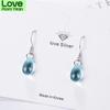 Серьги-капли с голубыми кристаллами для женщин, серьги из стерлингового серебра 925 пробы, букле д'Орей S-E666