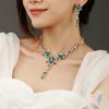 Wedding Jewelry European American Temperament Multicolor Crystal Bride Necklace Earrings Set