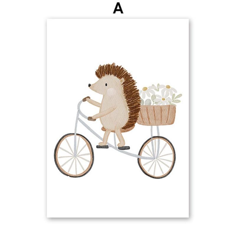 Бохо Мультяшный Медведь Ежик Машина Корабль Воздушный Шар Постеры Художественные Принты Холст Живопись Настенные Картины Для Детской Комнаты Домашний Декор