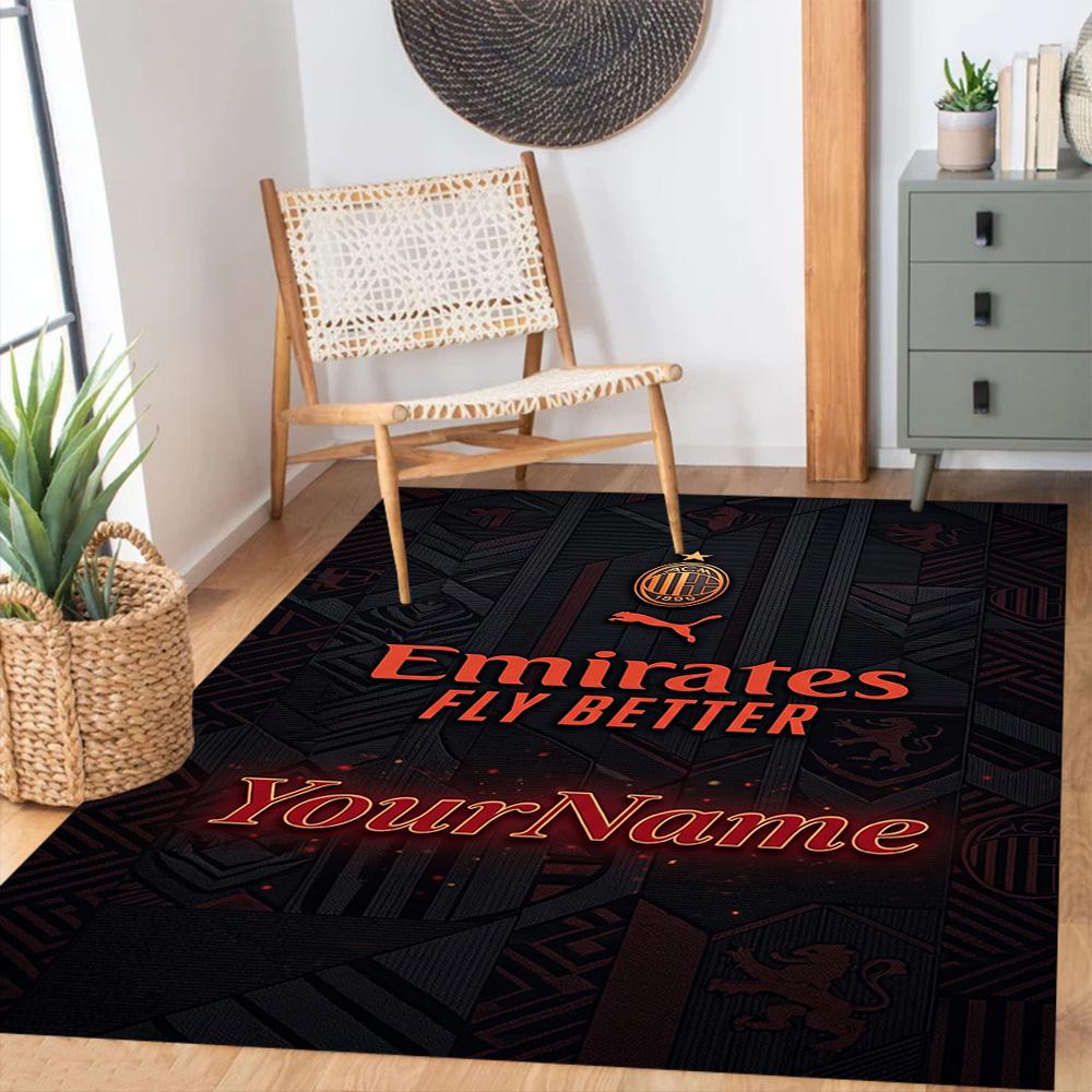 Ac Milan Personalized Text Carpet Suitable for Dining Room Kitchen Study room Living Rooms Anti-slip Rug Decorate Offices