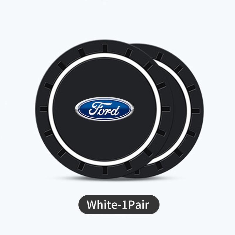 For Ford 2Pcs Car Logo Silicone Coaster Anti-Slip Water Cup Drink Mats Auto Accessories Escort KA Flex Everest KA Expedition
