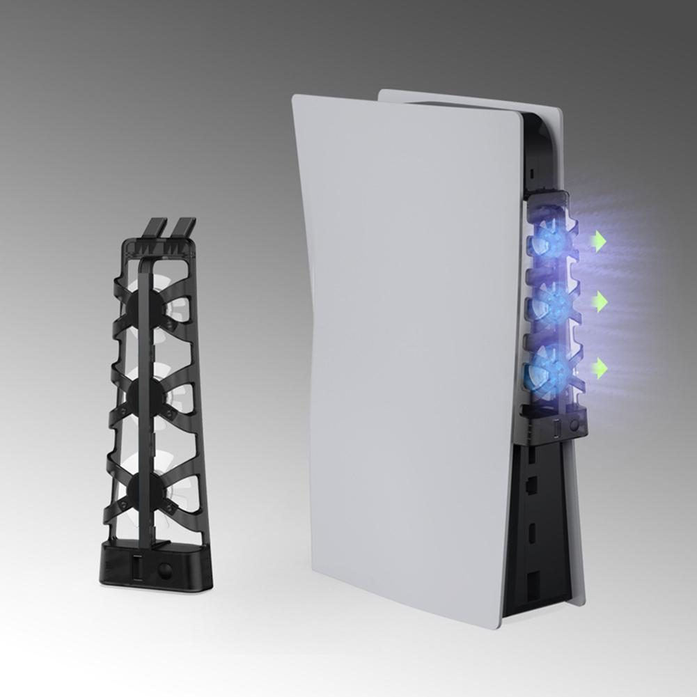 Тихий вентилятор для консоли PS5 Slim с регулируемой скоростью Эффективная система охлаждения с портом USB 3.0 для Playstation 5 Slim