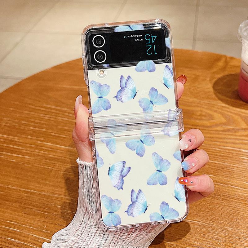 Butterfly Lover Hearts Case For Samsung Galaxy Z Flip7 Flip5 Flip4 Flip6 Clear Hard Folding Cover For Samsung Z Flip 5 4 3 6 7