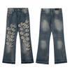 M13 Men's and Women's American Style Trendy Jeans with Fabric Patches, Holes, Embroidery, Casual and Fashionable High Street Pants