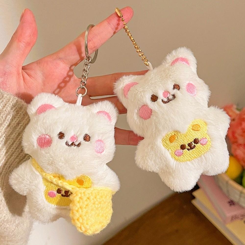 10cm Stuffed Key Ring Mini Plush Cat Doll Pendant Kawaii Plush Keychain  Backpack Decor