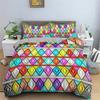 Top Abstract Geometric Duvet Cover Microfiber Queen Bedding Set Boys Kids Room Rainbow Plaid Print Quilt Cover With Pillowcase