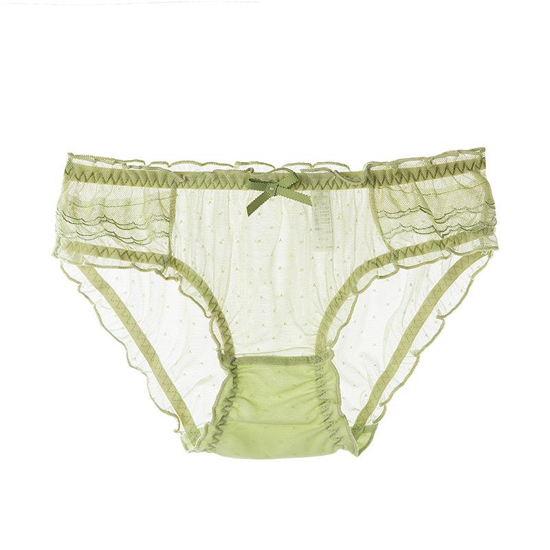 Perspective Sexy Mesh Lace Panties Mid Waist Triangle Women's Panties