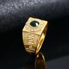 Роскошно инкрустированное кольцо с зеленым цирконом для мужчин, мужа, модное мужское классическое кольцо золотого цвета, кольцо для вечеринки, свадебное кольцо, подарок на годовщину