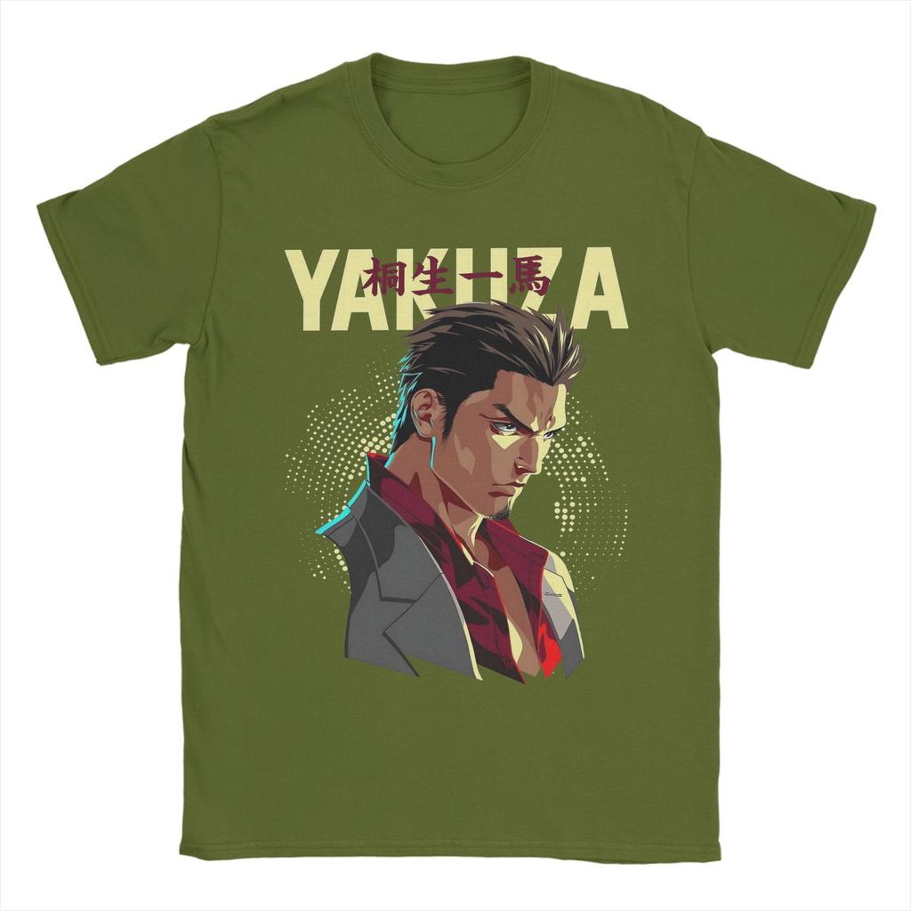 Футболки Yakuza Kiryu Dragon для мужчин Хлопок Потрясающая футболка С круглым вырезом Короткий рукав Одежда Большого размера