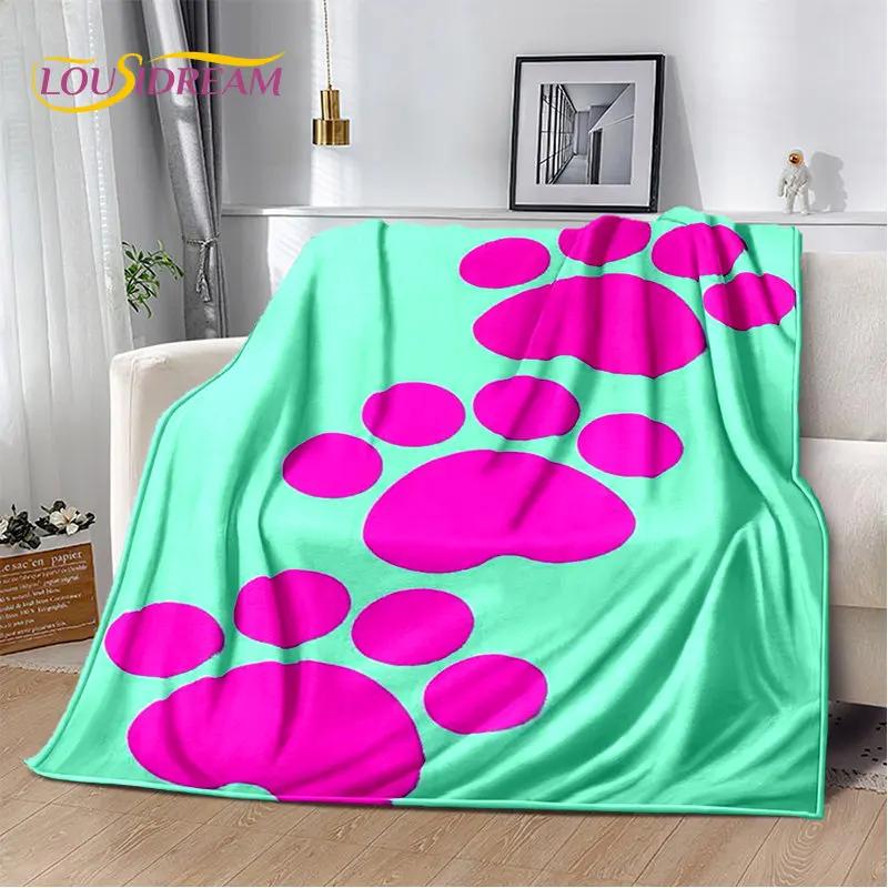 Мягкое плюшевое одеяло с 3D подошвой для домашних животных, фланелевое одеяло для гостиной, спальни, кровати, дивана, детского чехла для пикника