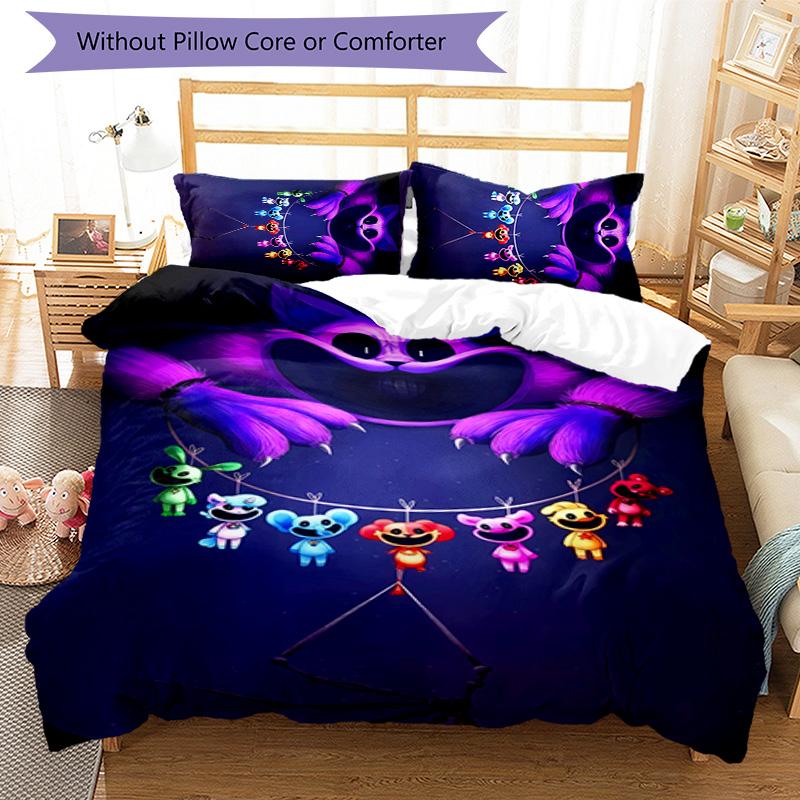3pcs Smiling Critters2 pattern bedding set duvet cover set includes duvet cover &pillowcases, perfect all season bedroom decoration & gift