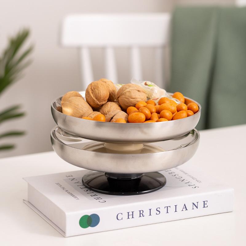Скандинавский стиль Инс Нержавеющая сталь Фруктовница на высокой ножке Настольный поднос для хранения мелких закусок и орехов Фруктовница