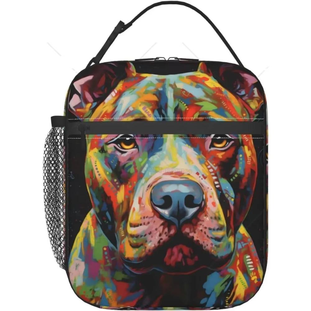 Собака Волк Картина Животные Флуоресцентная Собака Изолированная Сумка Для Обеда Для Женщин Мужчин Многоразовый Портативный Ланч-бокс Тоут с Карманом для Работы
