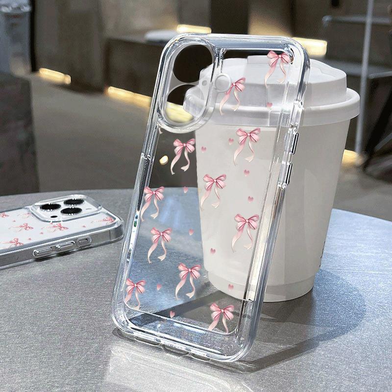 Черный Бантик Прозрачный Мягкий Чехол Для iPhone 16 15 Pro Max 14 Plus 14 13 12 11 Pro 7 8 XR X XS Max ТПУ Силиконовый Чехол Для Телефона