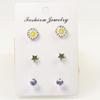 S925 silver needle small daisy zircon stud earrings set female Japan and Korea fresh Internet celebrity sun flower stud earrings three-piece set girl