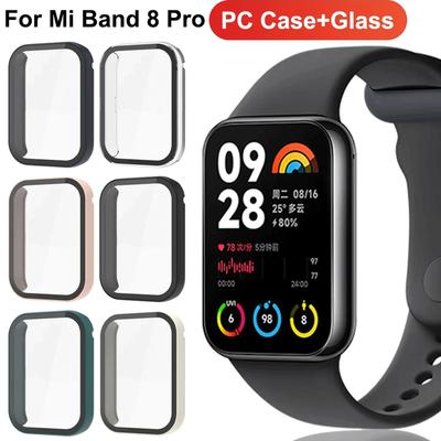 Стекло+чехол для Xiaomi Mi Band 8 SmartWatch, защитная пленка для экрана, защитное стекло для ПК, закаленное стекло для Mi Band 8 Pro, аксессуары
