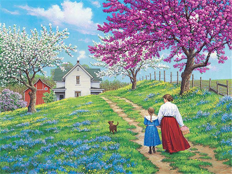 Набор для алмазной живописи Пейзаж Ферма 5D DIY Алмазная вышивка крестиком Весенняя мозаика со стразами Домашний декор