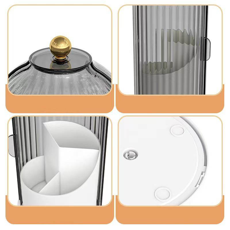 360Degree Rotating Makeup Brush Holder With Lid Luxury Cosmetic Organizer Lipstick Eyebrow Pencil Holder Eye Shadow Storage Box