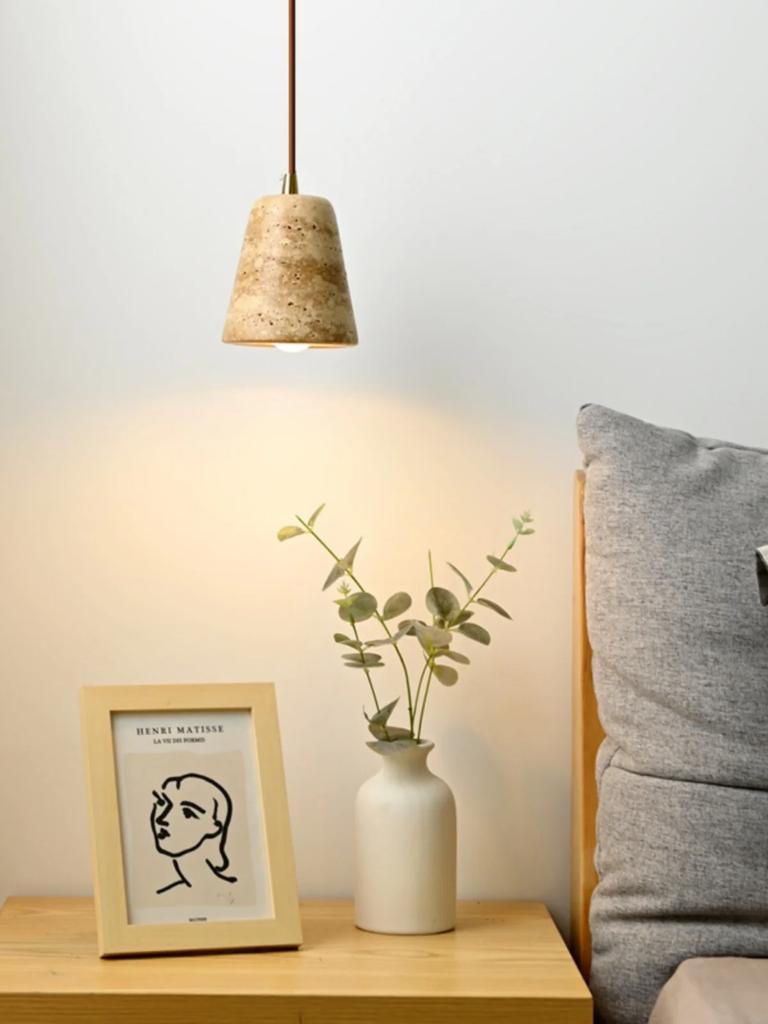 Желтый мраморный подвесной светильник для столовой, японский прикроватный светильник, подвесной светильник из скандинавского травертина для ресторана отеля