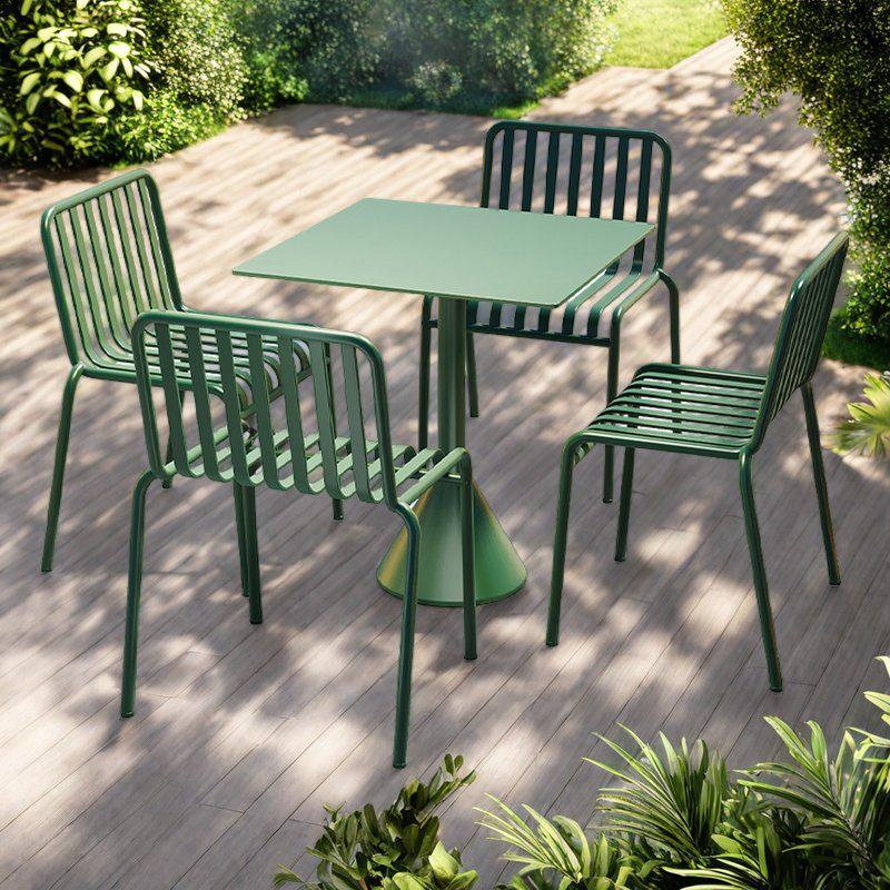 Wrought Iron Outdoor Table & Chair Set – 3-Piece for Garden, Balcony, or Cafe.