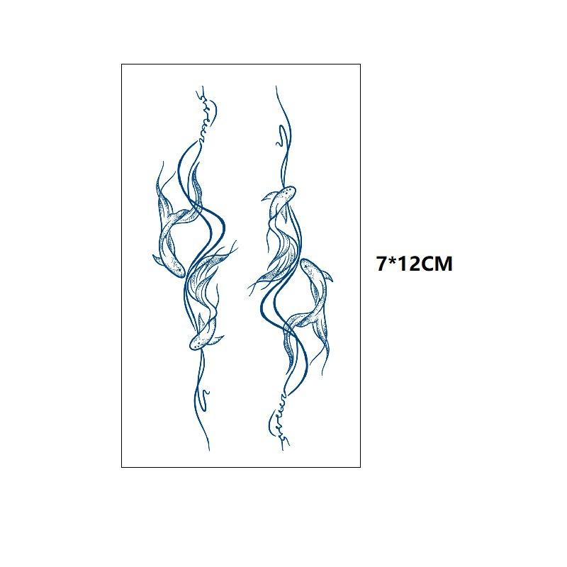 Маленький свежий крест ЭКГ маленькая змея рыбий хвост маленький узор неотражающая переносимая вода имитация стойкой татуировки наклейка