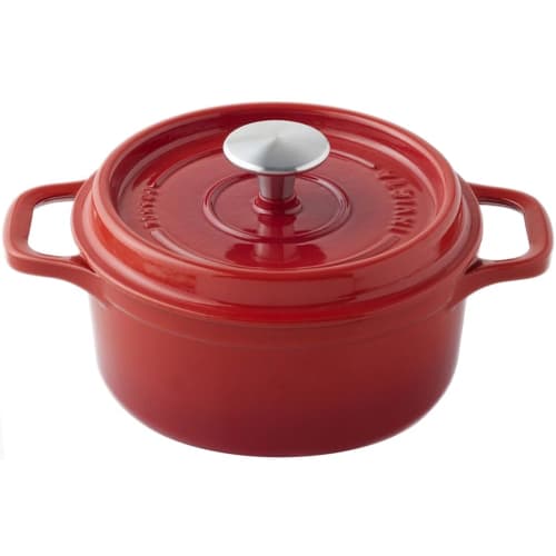 Invicta 22cm Cast Iron Enamel Round Casserole, Induction Compatible, Made In France, Ruby Red, PUV402220