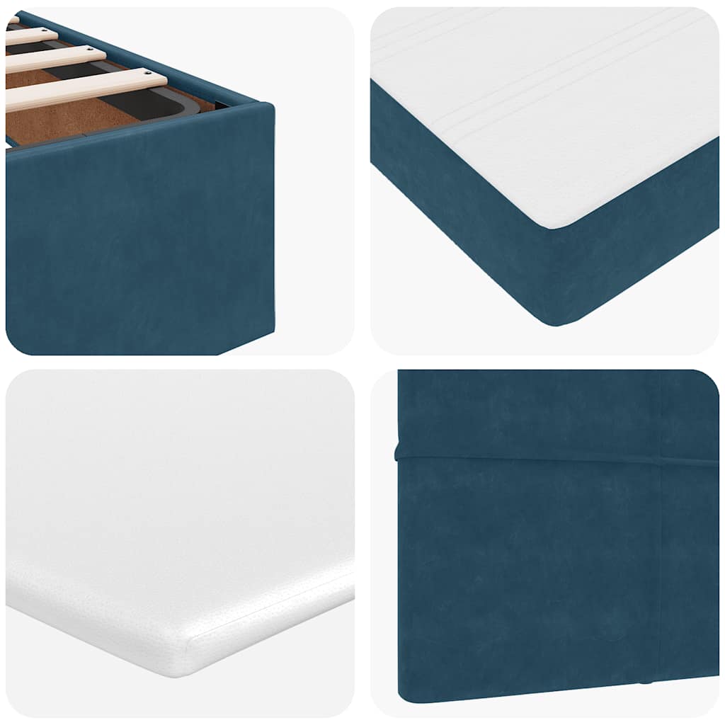 Ottoman Bed with Mattresses Dark Blue 200x200 cm Velvet
