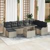 9-Piece Garden Sofa Set with Light Grey Cushions Synthetic Rattan, 2-Seater Garden Sofa 3348518