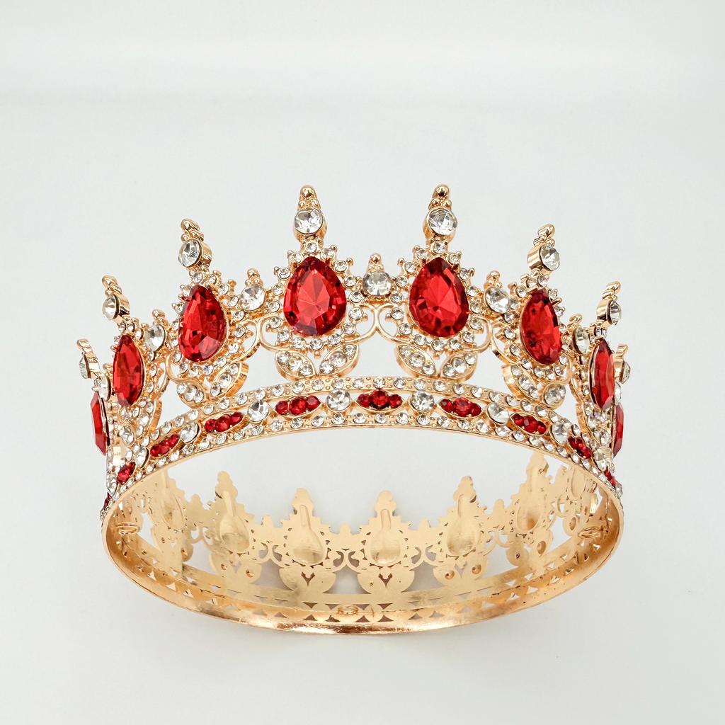 Full Circle Crown Tiara Colorful Baroque Retro Full Diamond Jewelry Wedding Accessories Crown Bridal Crown