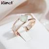 Emerald Zircon Rings For Women Kinel Simple Design Fine Jewelry Easy Matching Ring