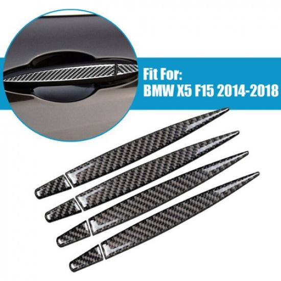 8pcs Car Door Handle Trim Cover  Carbon Fiber Exterior For BMW X5 F15 2014-2018,