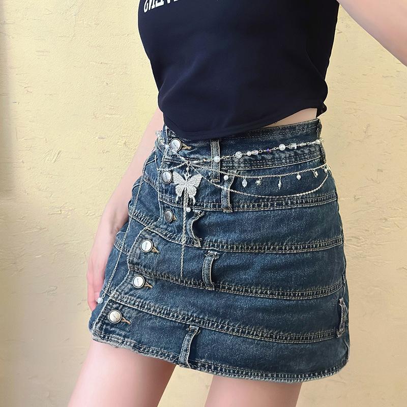 Простой блестящий пояс с украшением в виде бабочки, тонкий пояс для женщин и девочек, регулируемый металлический поясной ремень, панк-цепочки для облегающего тела