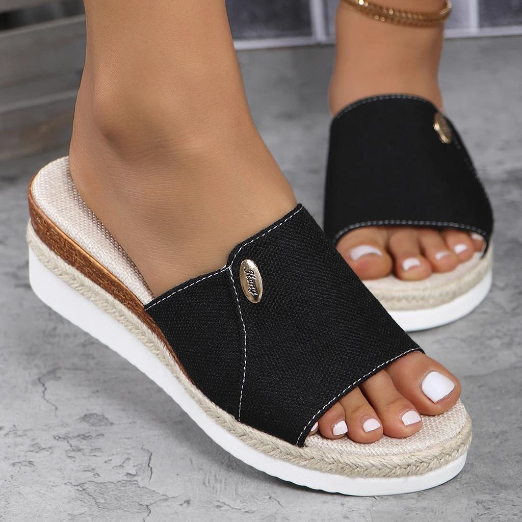 Fashion Summer New Plus Size 43 Women'S Shoes Foreign Trade Slippers Woman Slippers Wedge Heel Thick Sole Lightweight Casual Shoes