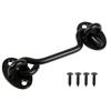 Stainless Steel Gate Latch with 4 Screws, Door Lock, Sliding Hook Lock, for Windows, Sliding Doors, Furniture, and More, Black