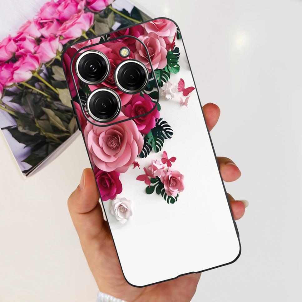 For Tecno Spark 20 Pro Case Astronaut Luxury Flower TPU Soft Silicone Back Cover For Tecno Spark 20Pro 6.78" Bumper Phone Case
