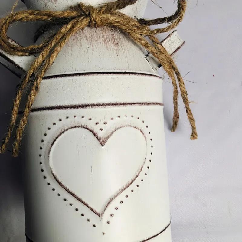 Trendy Design Flower Vase Rustic Farmhouse Vase Metal Galvanized Milk Can Tin French Country Vase Bucket for Home Decor