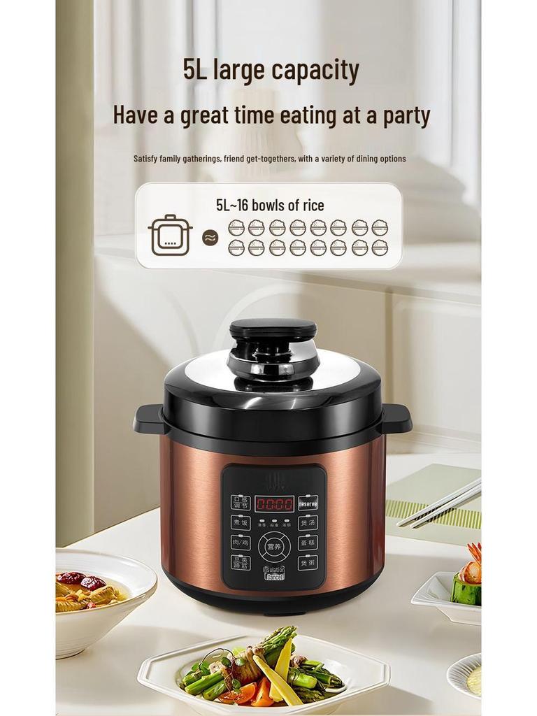 Smart Multifunctional Electric Pressure Cooker with Double Pot, Large Capacity for Stewing Meat, Porridge, and High-Pressure Rice Cooking.