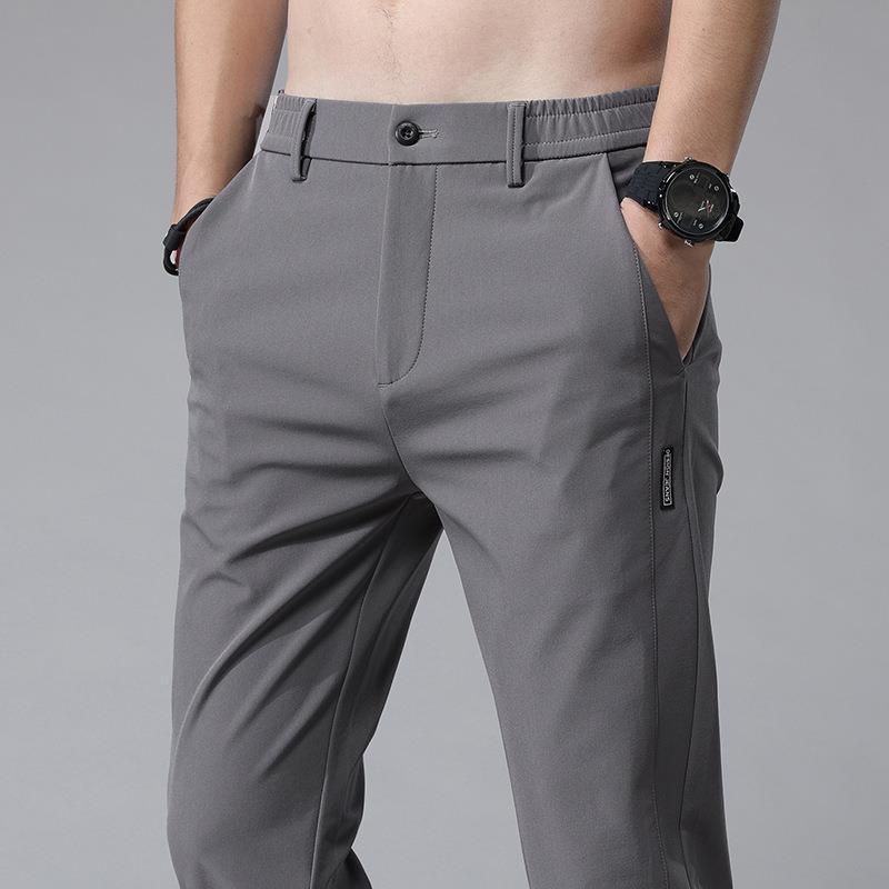 Мужские летние быстросохнущие эластичные повседневные брюки Ice Silk - дышащие, свободные, прямые спортивные брюки