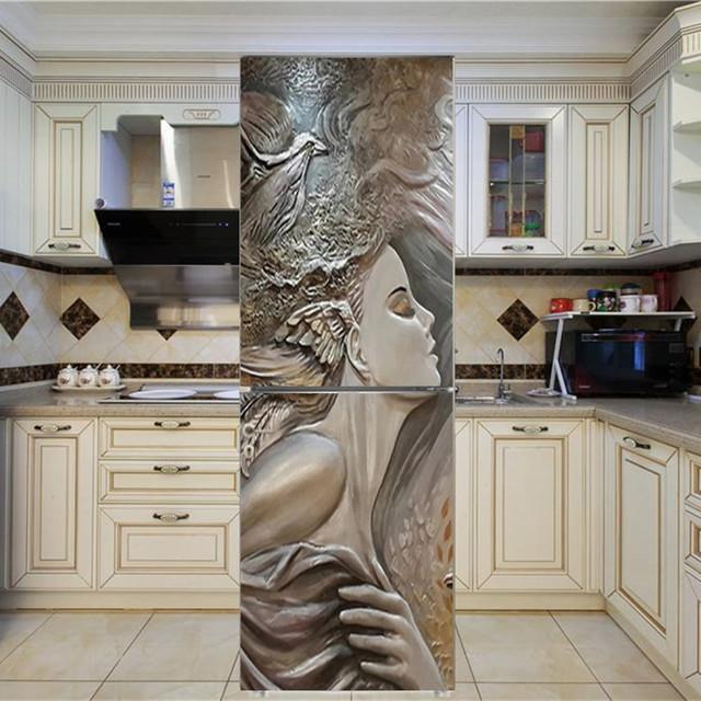 Art New Rose стикер на холодильник с цветочным узором, наклейки на стену, украшение дома, кухня, настенная роспись, декор, современный ремонт