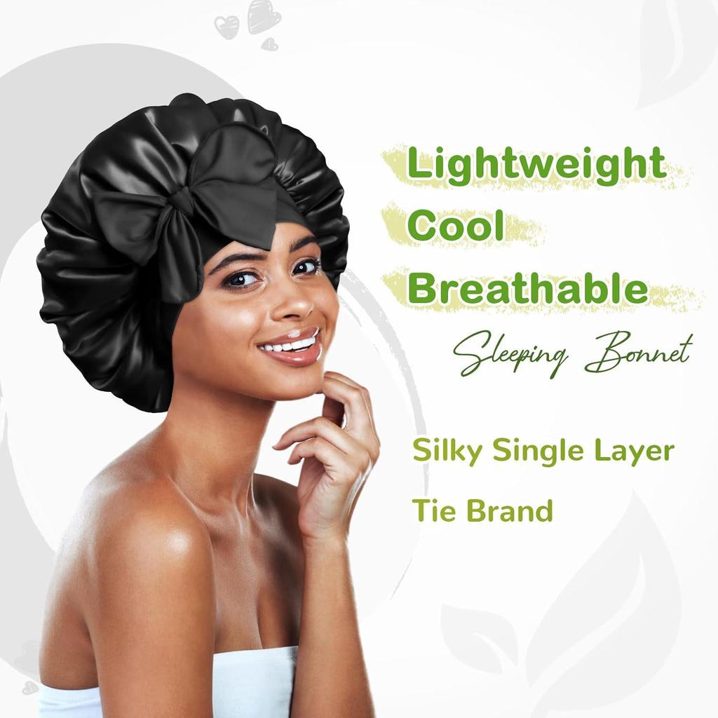Women's Satin Silk-Style Adjustable Nightcap for Hair Protection