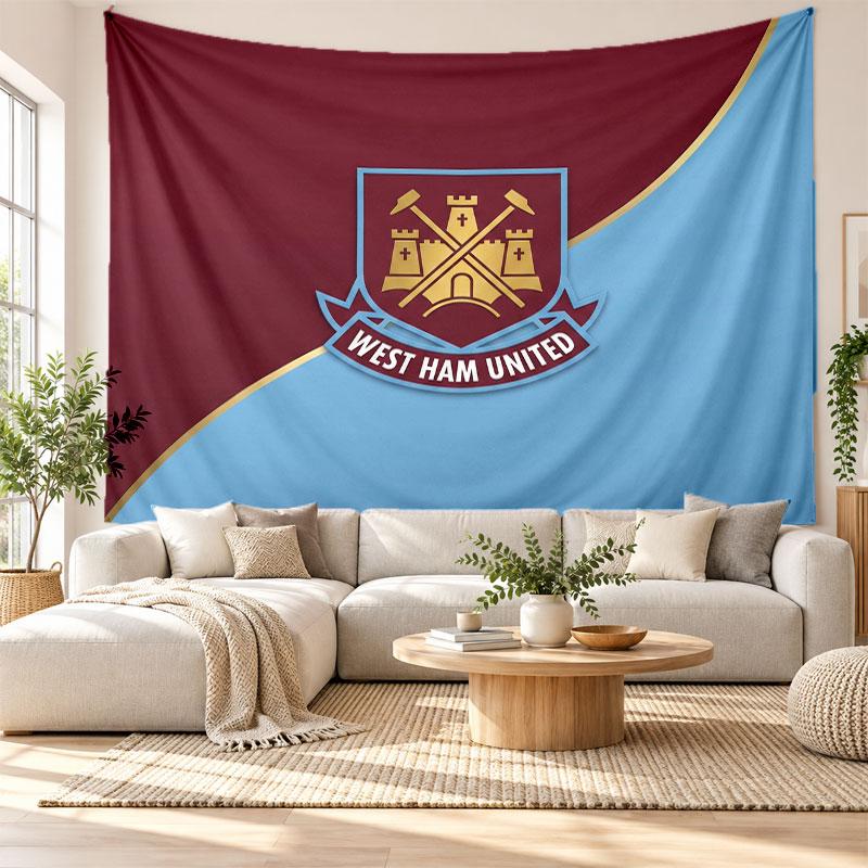 West Ham United Football Wall Tapestry, Soft Fabric Wall Hanging, Decorative Backdrop For Bedroom Home Wall Art
