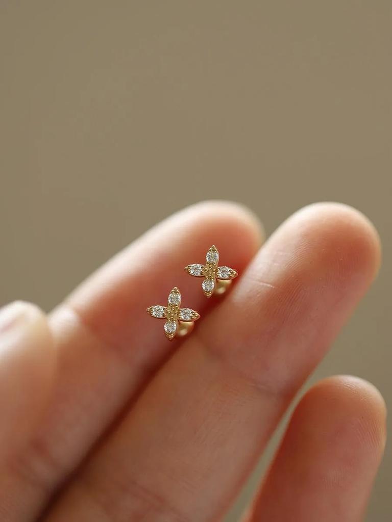 Корейские серьги-гвоздики из серебра 925 пробы для пирсинга козелка, спиральные серьги-гвоздики для женщин, 2 шт., бабочка, сердце, модные украшения для пирсинга ушей