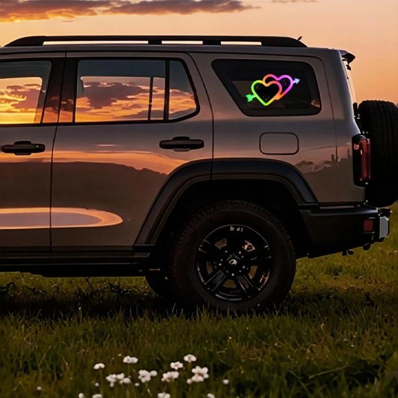 1 Комплект Безпроводной Солнечный Светодиодный Светильник в Форме Сердца Автомобильные Неоновые Огни Освещение Салона Декоративные Огни Треугольные Огни Окна Модификация