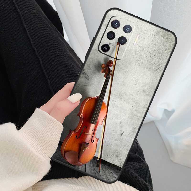 Элегантный футляр для нот со смычком для скрипки для Oppo A18 A38 A58 A78 A98 A80 A60 A40 A96 A76 A16 A94 A74 A54 A15 A17 A57 A77 A5 Pro