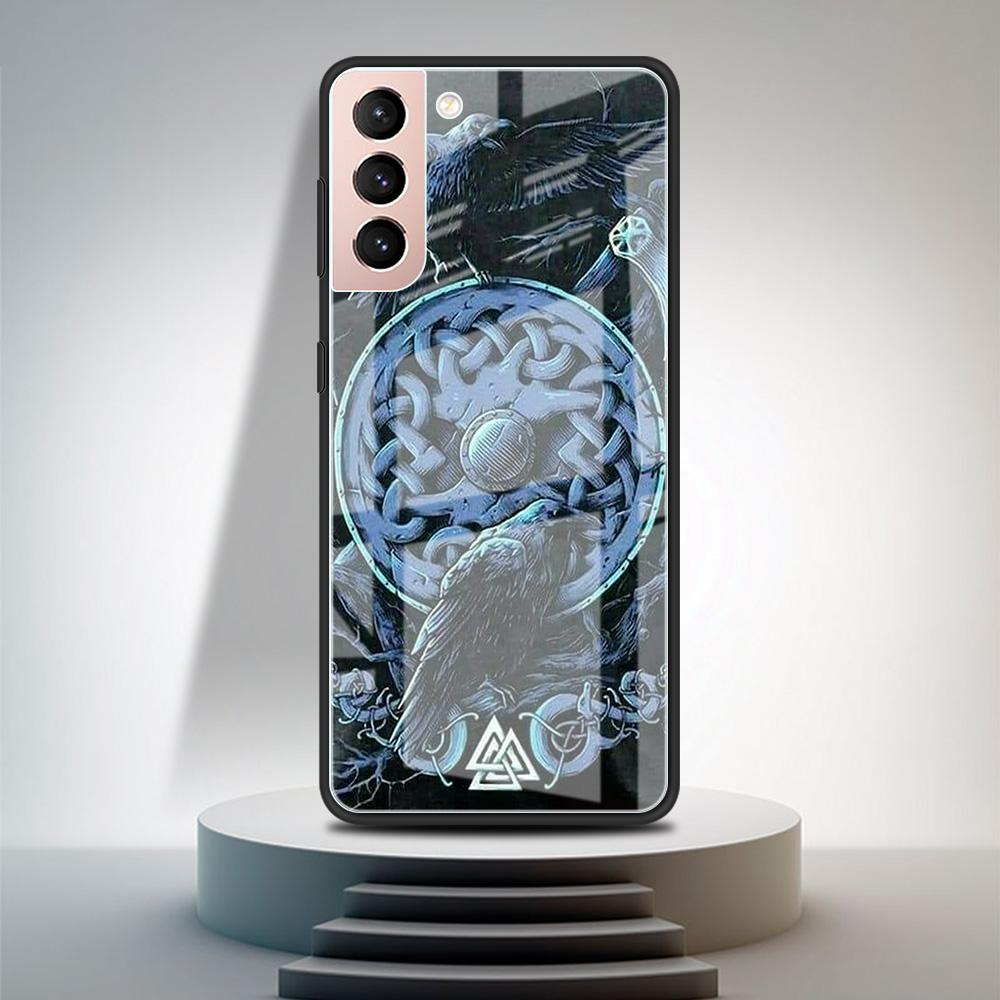 Стеклянный чехол для Samsung Galaxy S20 FE S21 Plus S10 Note 20 Ultra 10 Lite S9 S8 S10e 9, роскошный чехол для телефона Viking Vegvisir Logo Sac